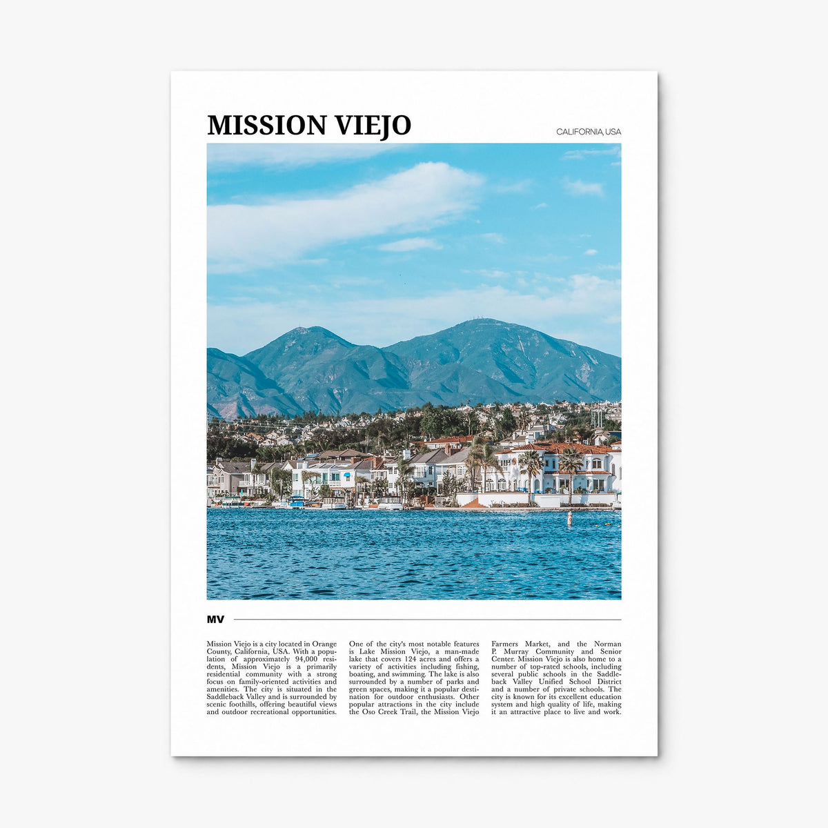 Mission Viejo Travel Poster, print only (unframed)