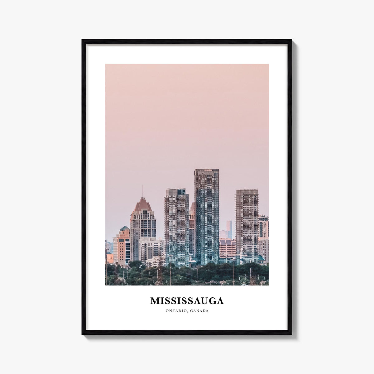 Mississauga colorful classic poster of Canada – vertical wall art, unframed print shown in interior mockup