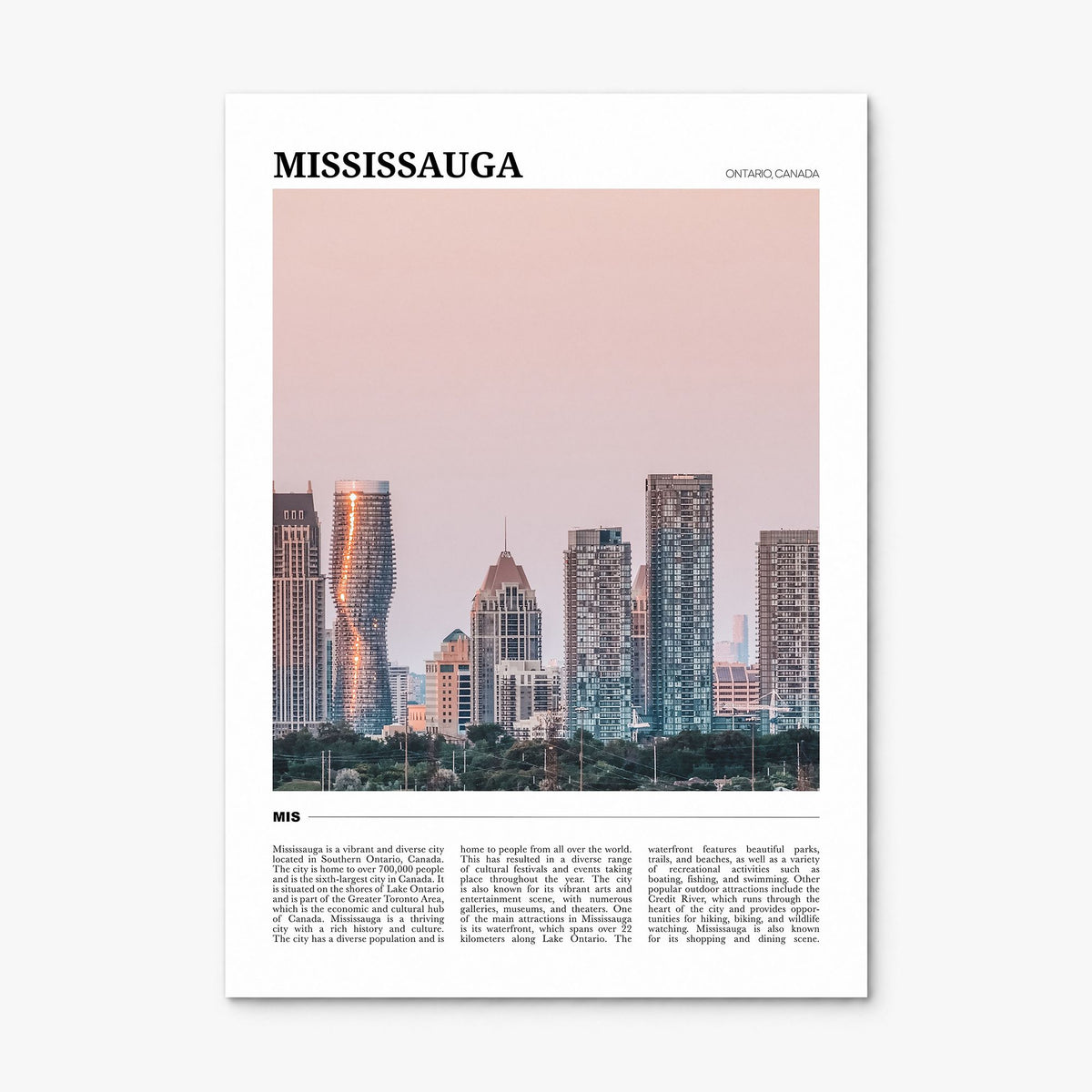 Mississauga Travel Poster, print only (unframed)