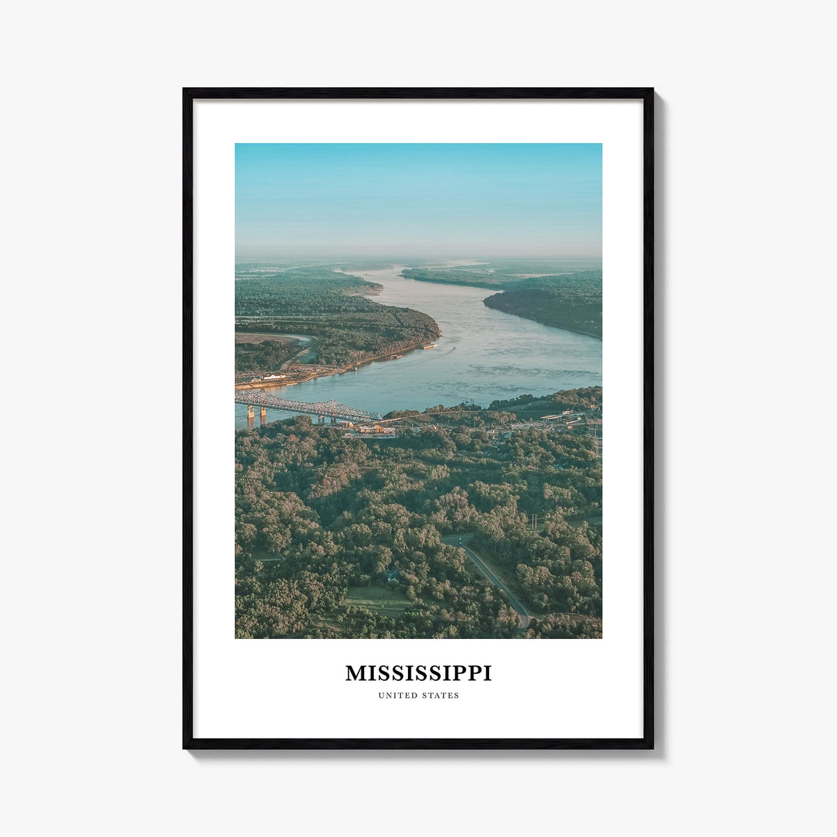 Mississippi no. 2 colorful classic poster of United States – vertical wall art, unframed print shown in interior mockup