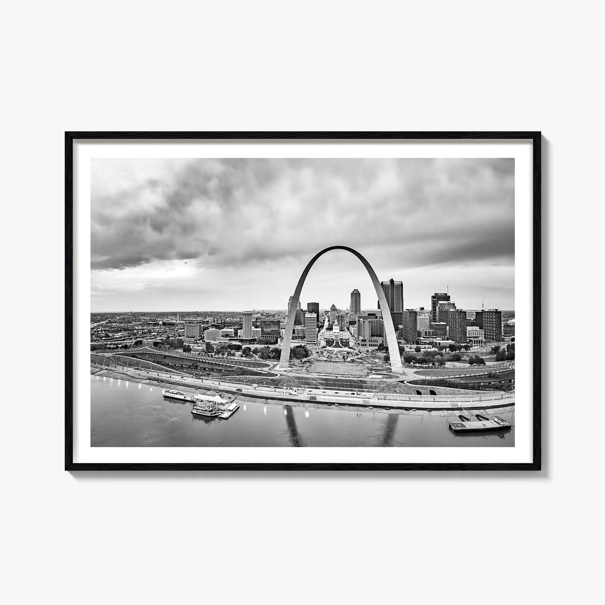 Missouri black & white photo poster of United States – horizontal wall art, unframed print shown in interior mockup