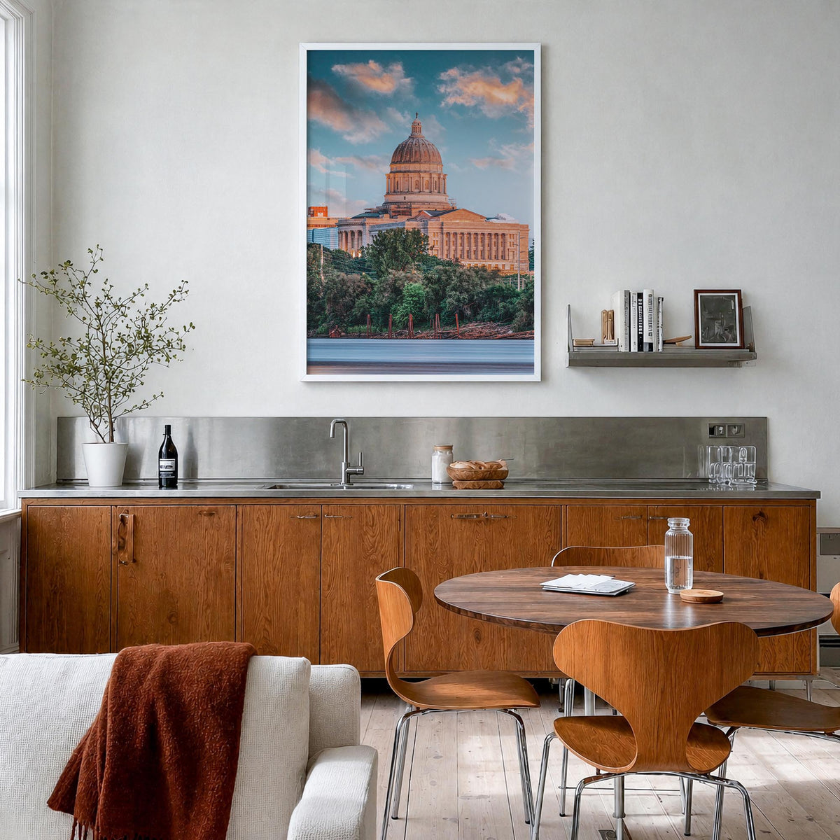 Missouri no. 1 colorful photo poster of United States – vertical wall art in white wood frame, hanging on wall