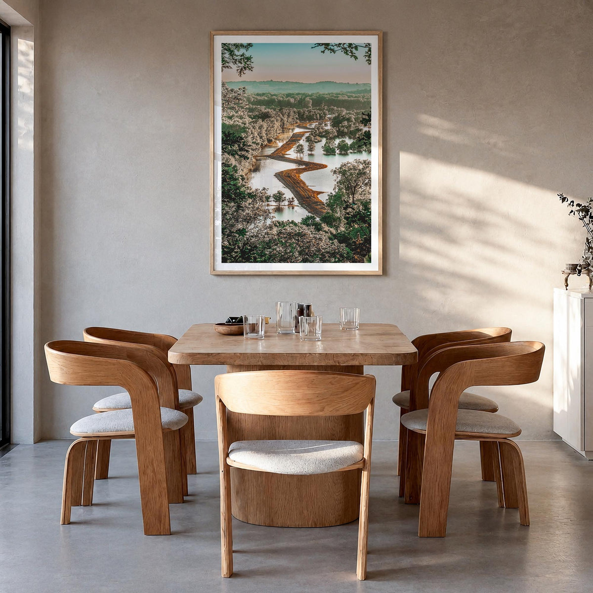 Missouri no. 3 colorful photo poster of United States – vertical wall art in natural wood frame with white border, hanging on