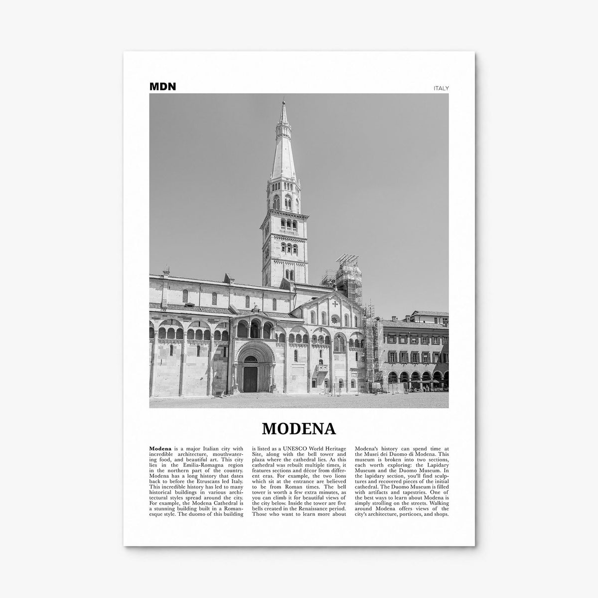 Modena Newspaper Poster, print only (unframed)