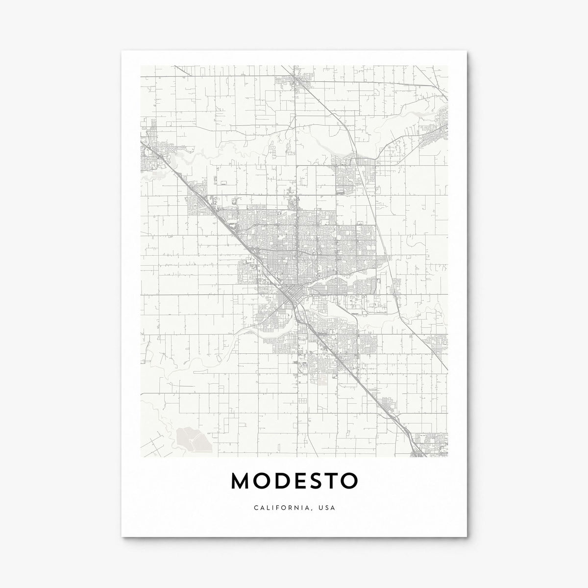 Modesto Map Poster, print only (unframed)