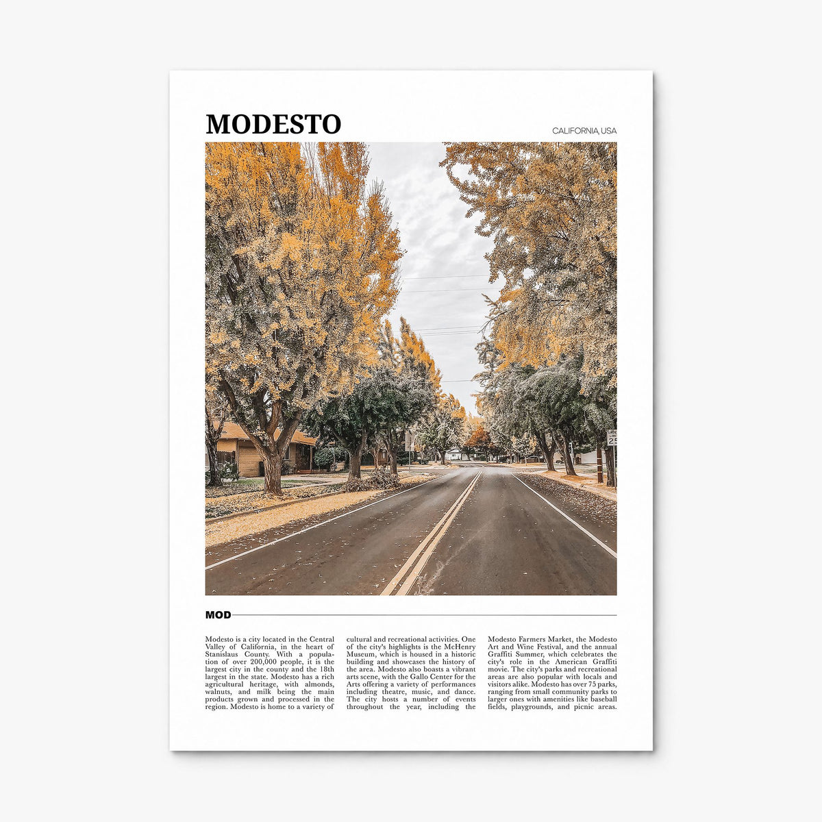 Modesto Travel Poster, print only (unframed)