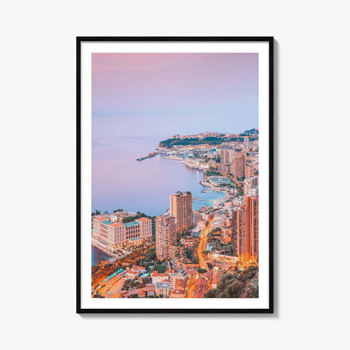 Monaco colorful photo poster of Europe – vertical wall art, unframed print shown in interior mockup