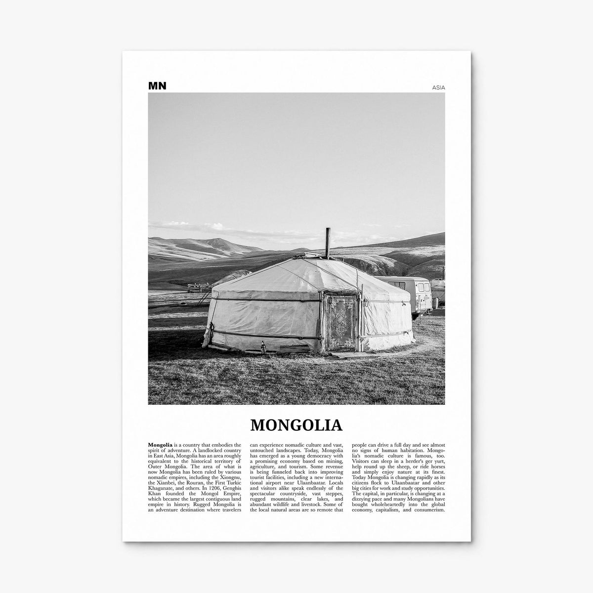 Mongolia Newspaper Poster, print only (unframed)