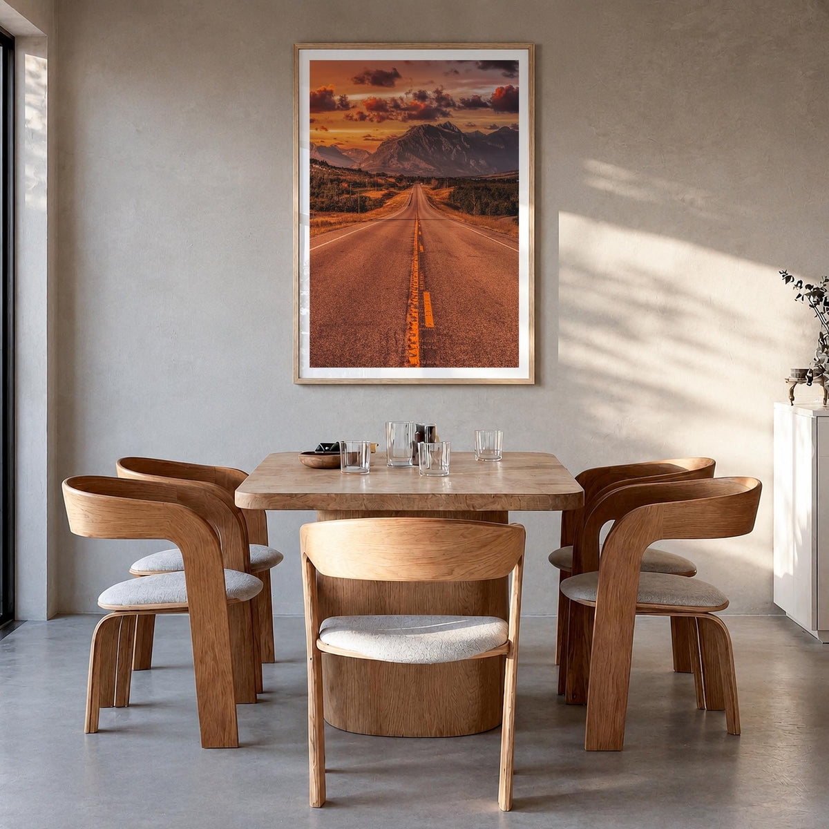 Montana no. 1 colorful photo poster of United States – vertical wall art in natural wood frame with white border, hanging on