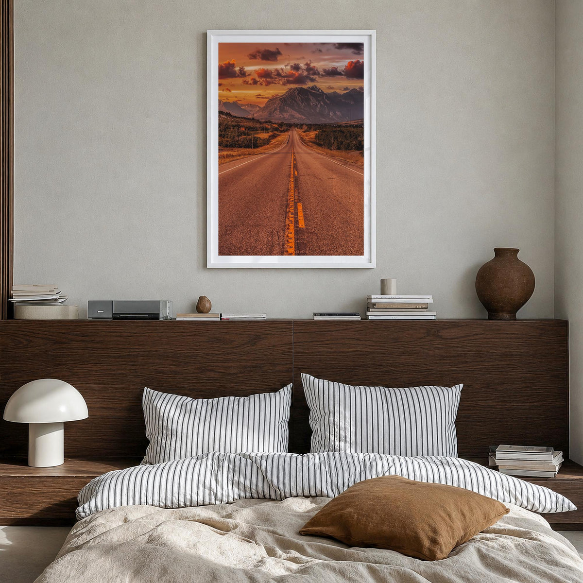 Montana no. 1 colorful photo poster of United States – vertical wall art in white wood frame with white border, hanging on wa