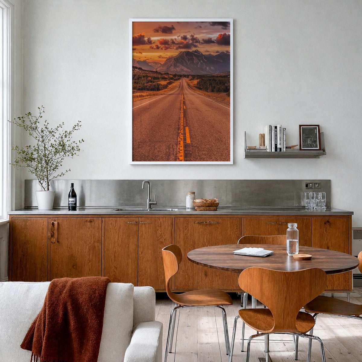Montana no. 1 colorful photo poster of United States – vertical wall art in white wood frame, hanging on wall