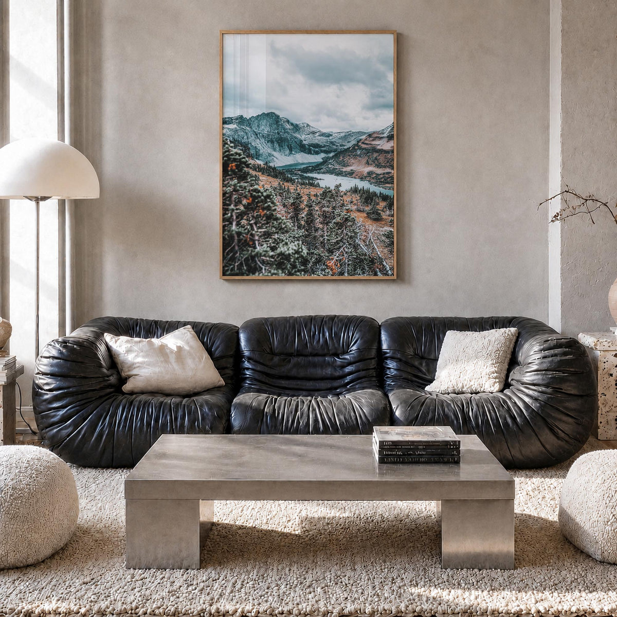 Montana no. 2 colorful photo poster of United States – vertical wall art in natural wood frame, hanging on wall