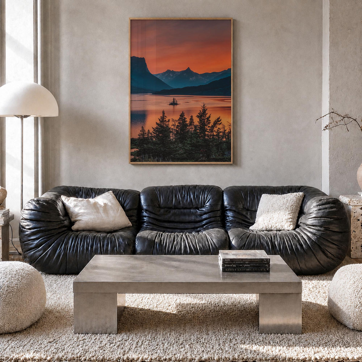 Montana no. 3 colorful photo poster of United States – vertical wall art in natural wood frame, hanging on wall