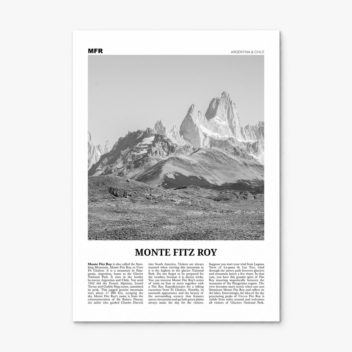 Monte Fitz Roy Newspaper Poster, print only (unframed)