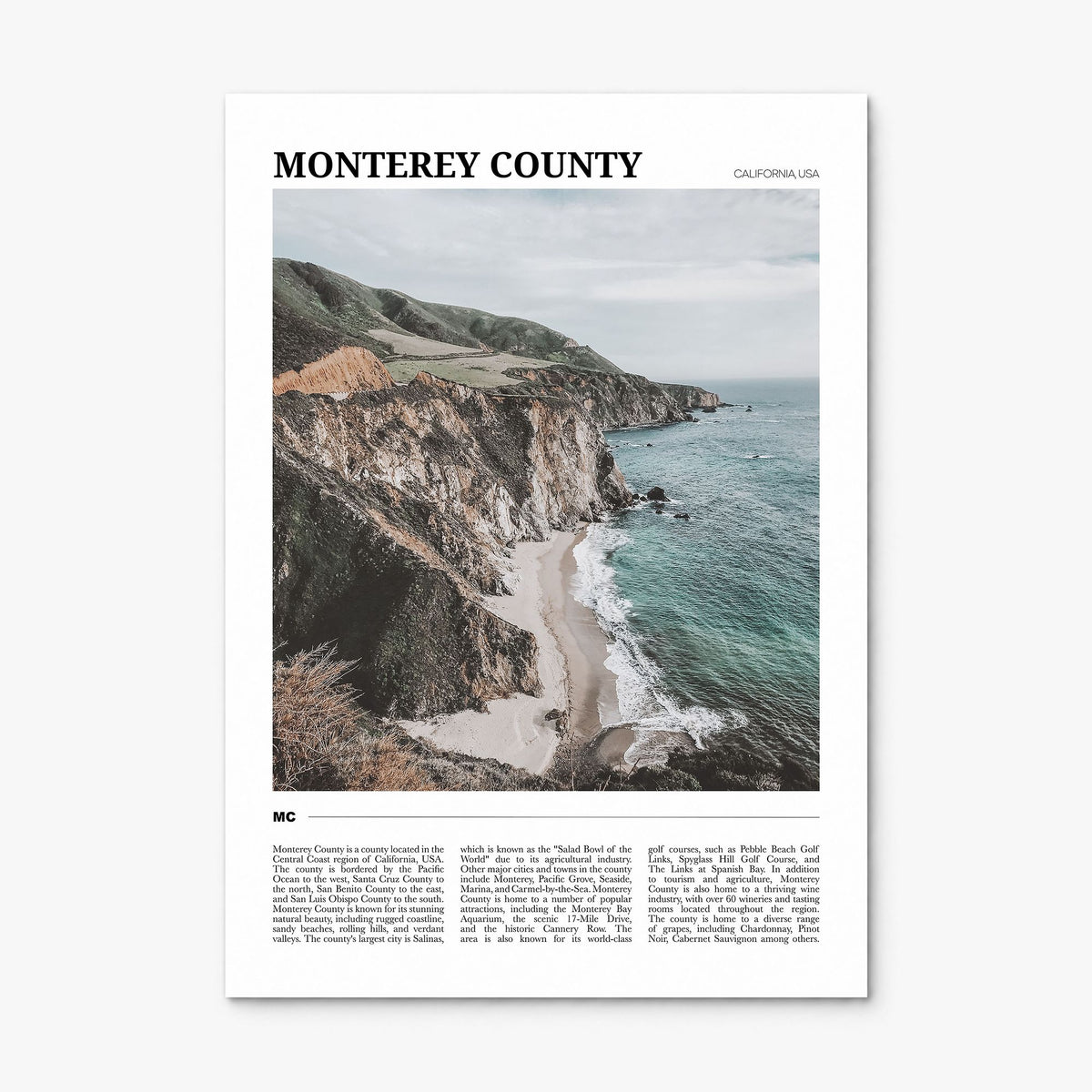 Monterey County Travel Poster, print only (unframed)