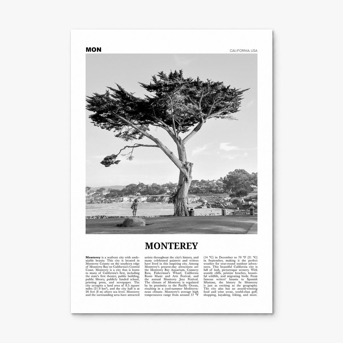 Monterey, California Newspaper Poster, print only (unframed)