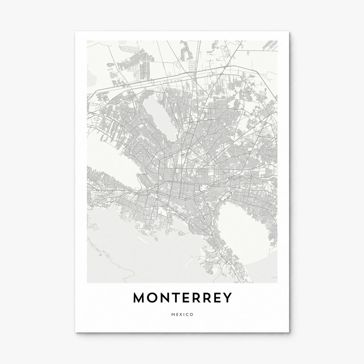 Monterrey Map Poster, print only (unframed)