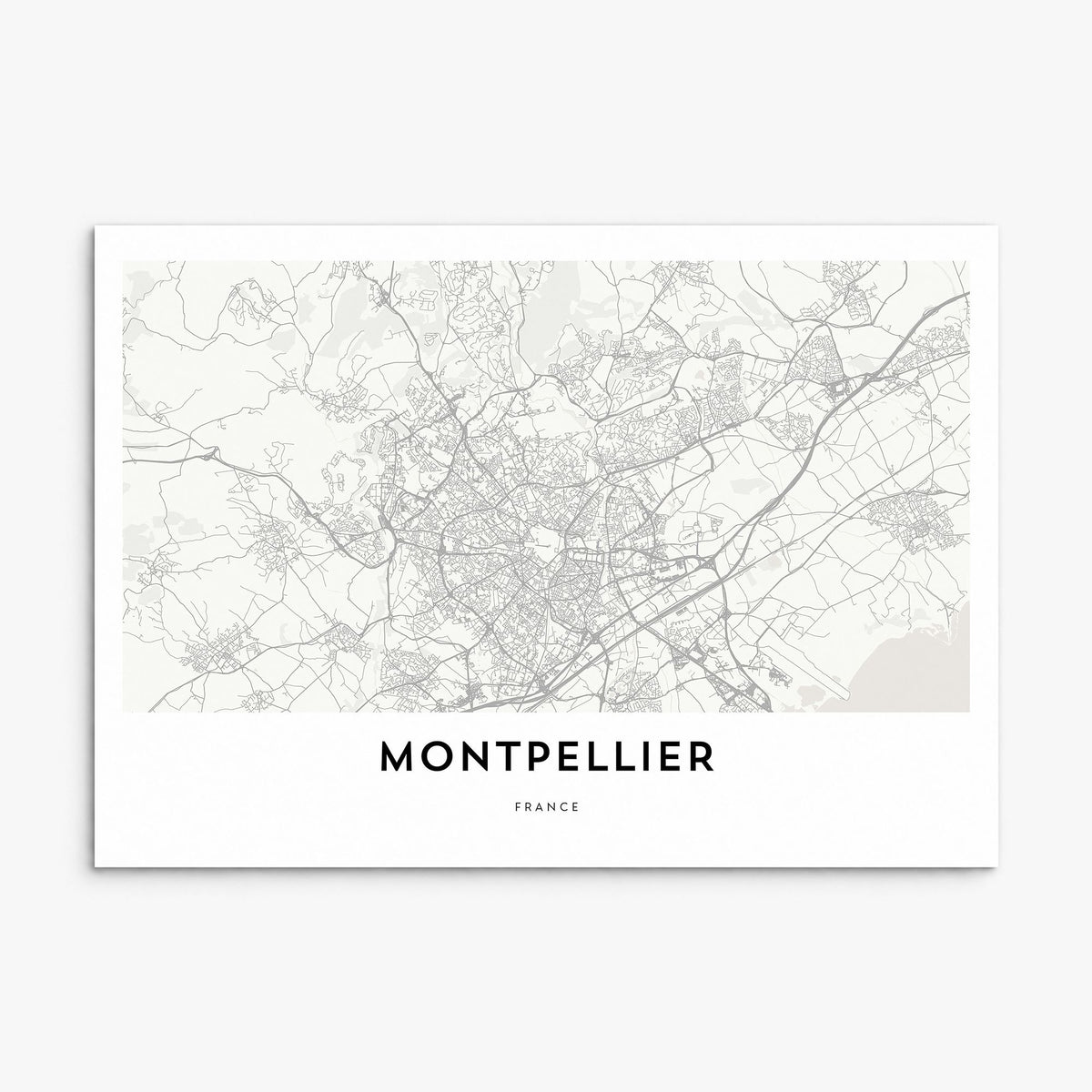Montpellier Map Poster, print only (unframed)
