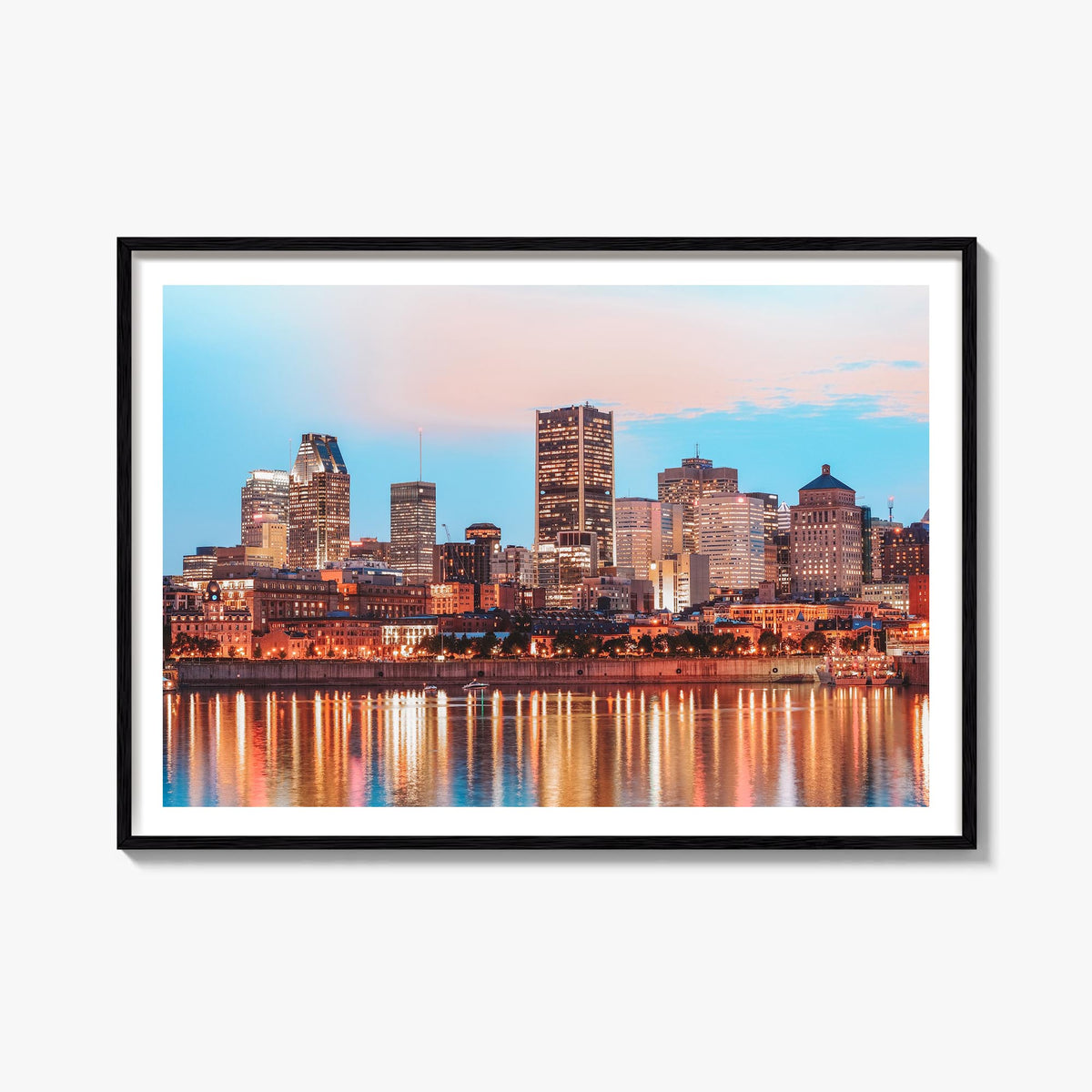 Montreal colorful photo poster of Quebec, Canada – horizontal wall art, unframed print shown in interior mockup