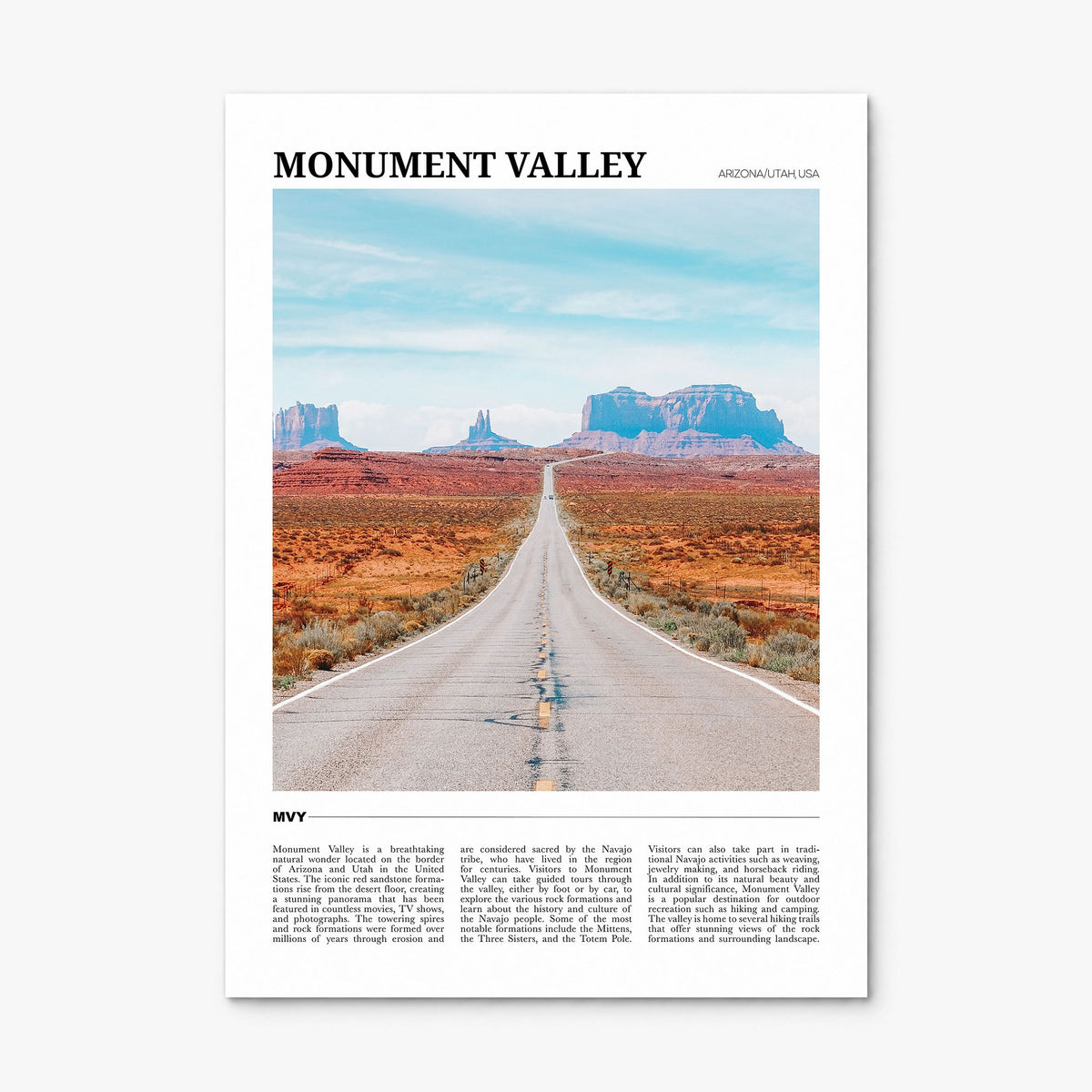 Monument Valley Travel Poster, print only (unframed)