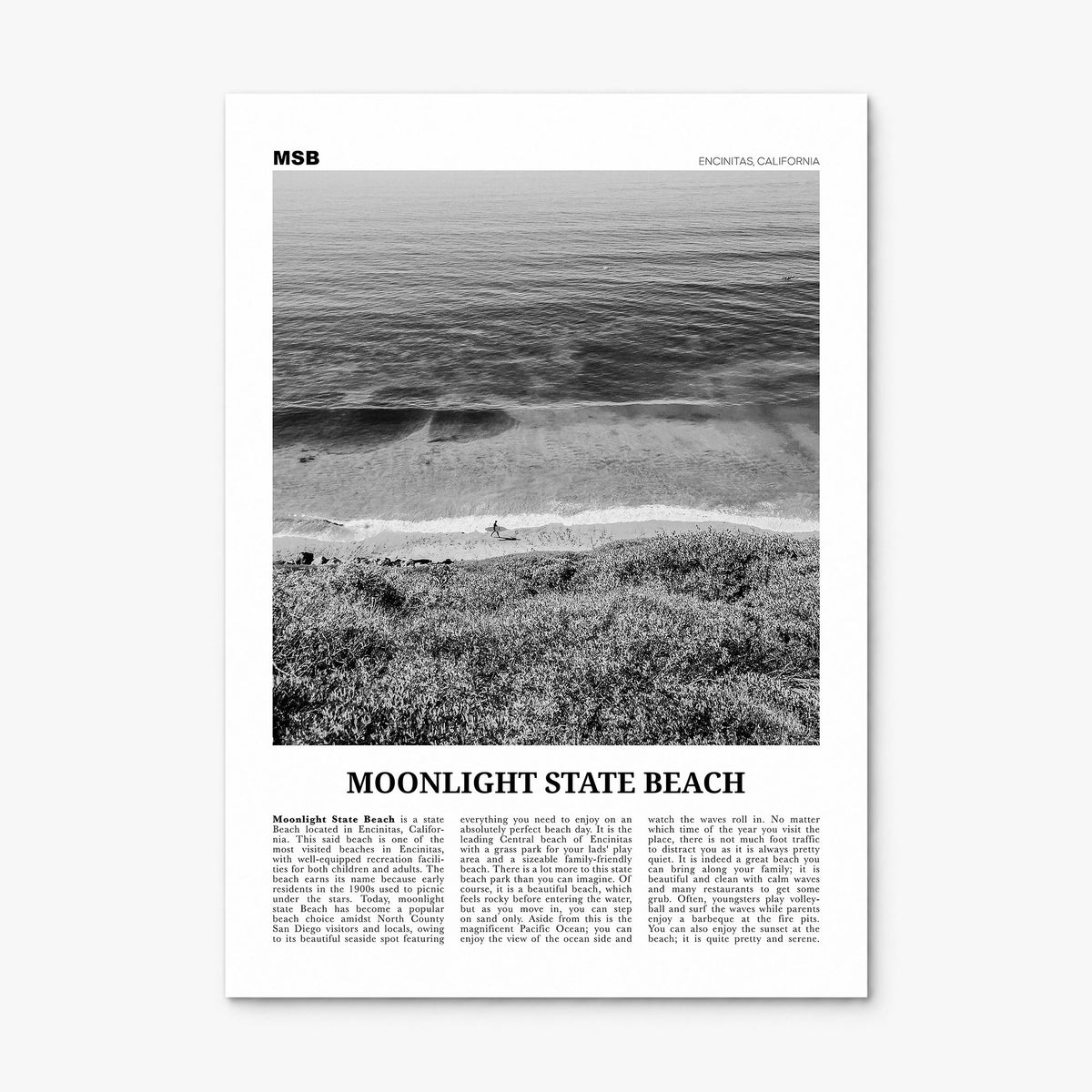 Moonlight State Beach Newspaper Poster, print only (unframed)