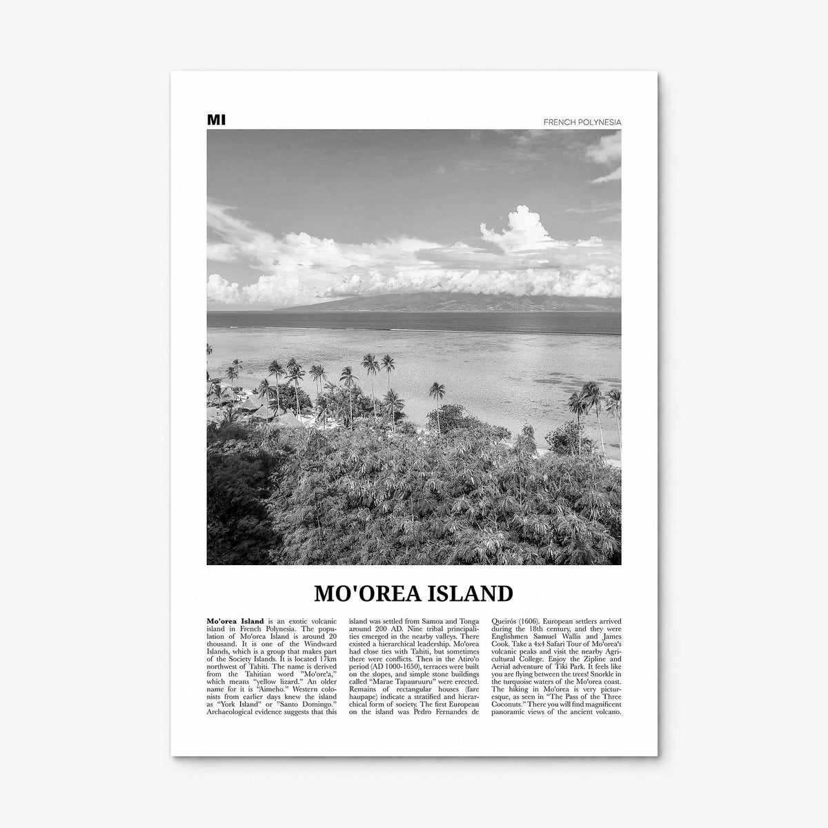 Moorea Island Newspaper Poster, print only (unframed)