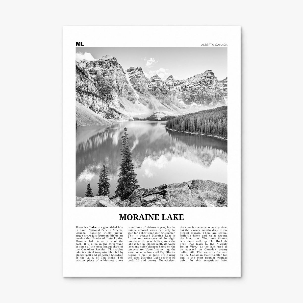 Moraine Lake Newspaper Poster, print only (unframed)