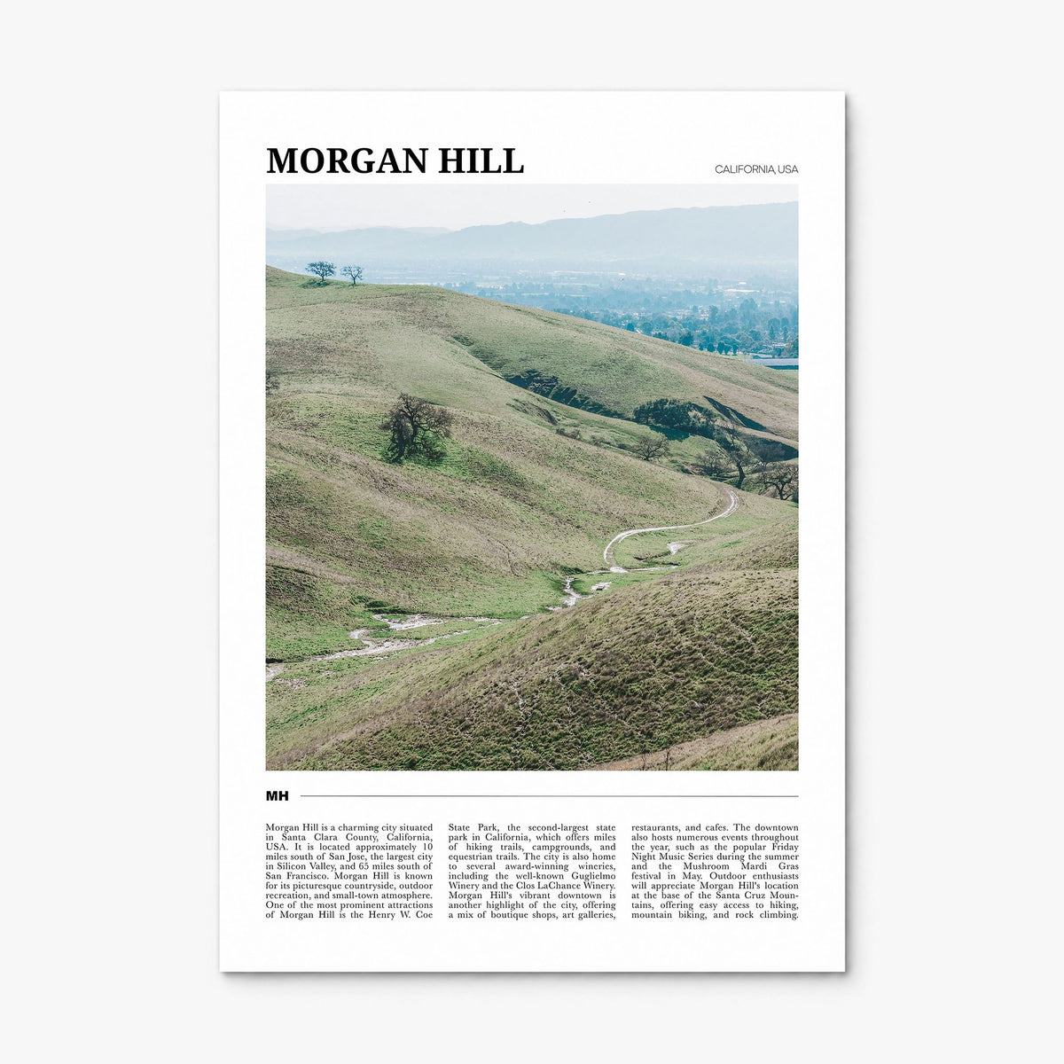 Morgan Hill Travel Poster, print only (unframed)