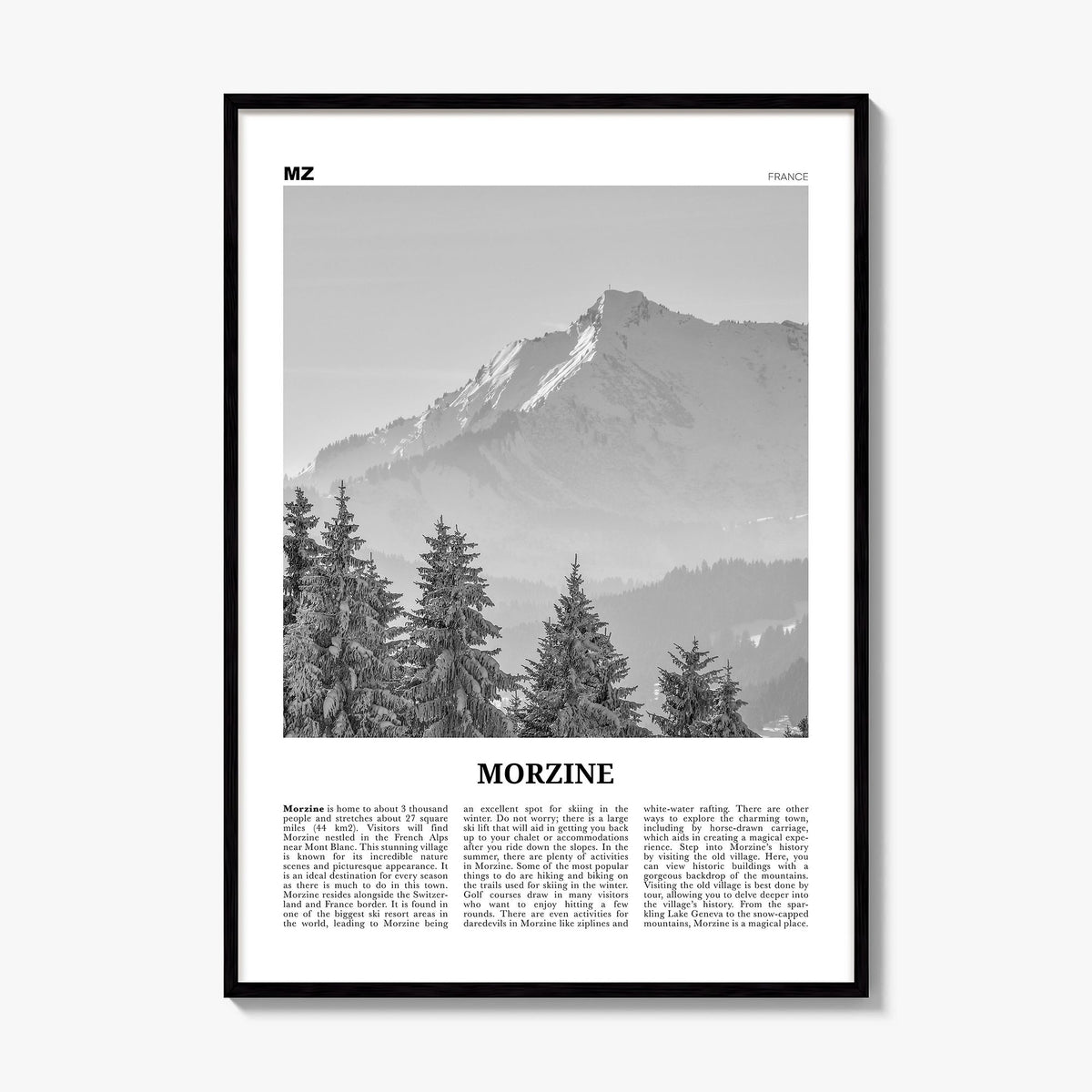 Morzine Newspaper Poster, framed poster mockup