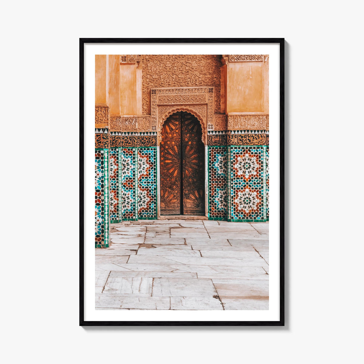 Mosaic Tiles colorful photo poster – vertical wall art, unframed print shown in interior mockup