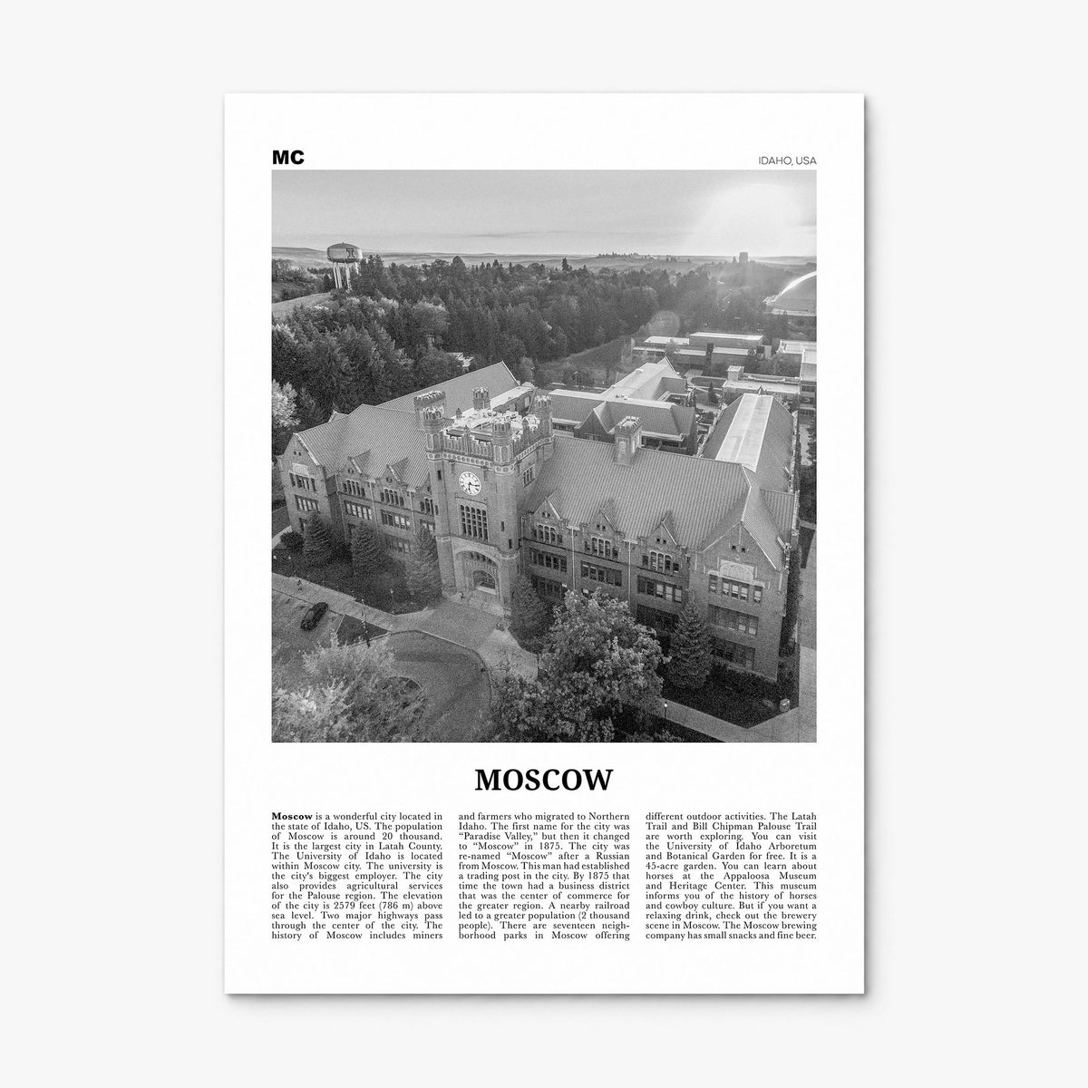 Moscow, Idaho Newspaper Poster, print only (unframed)