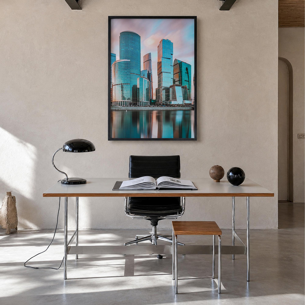Moscow, Russia no. 2 colorful photo poster of Russia – vertical wall art in black wood frame, hanging on wall