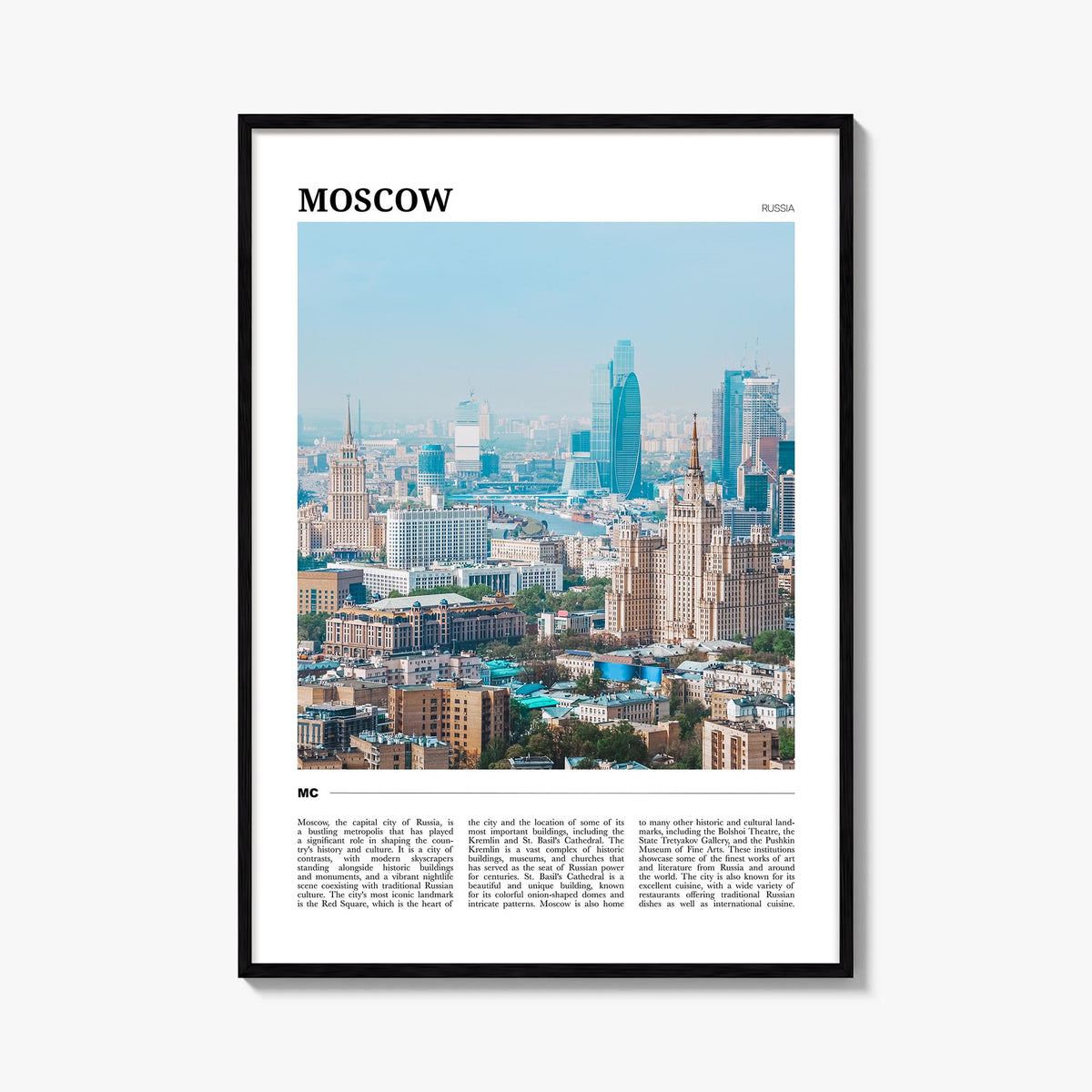 Moscow, Russia no. 2 colorful travel poster of Russia – vertical wall art, unframed print shown in interior mockup