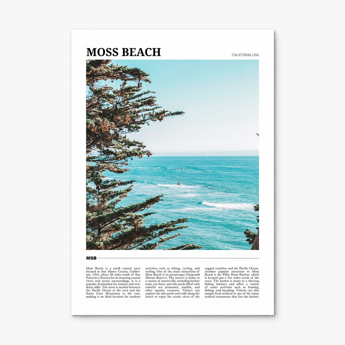 Moss Beach Travel Poster, print only (unframed)