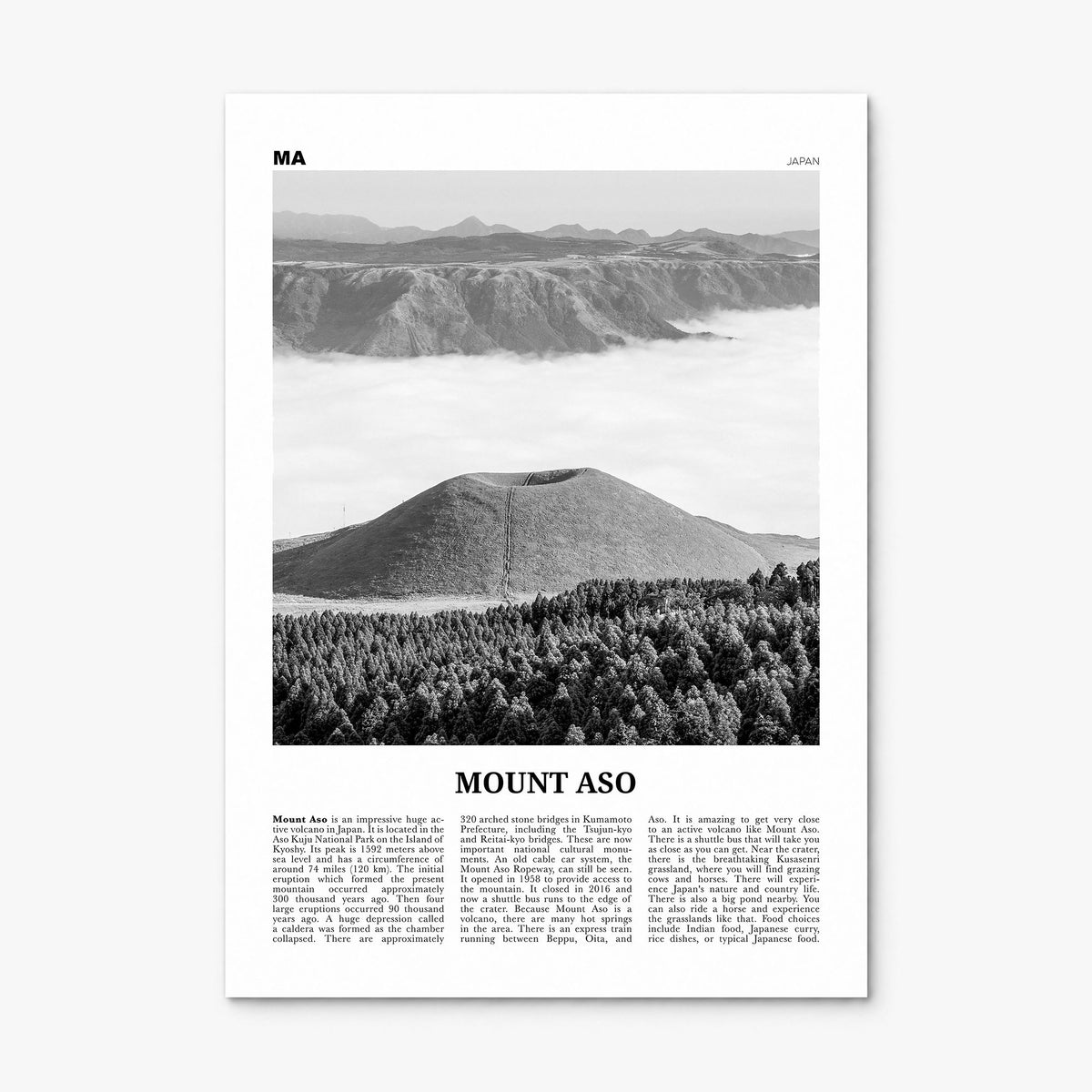 Mount Aso Newspaper Poster, print only (unframed)