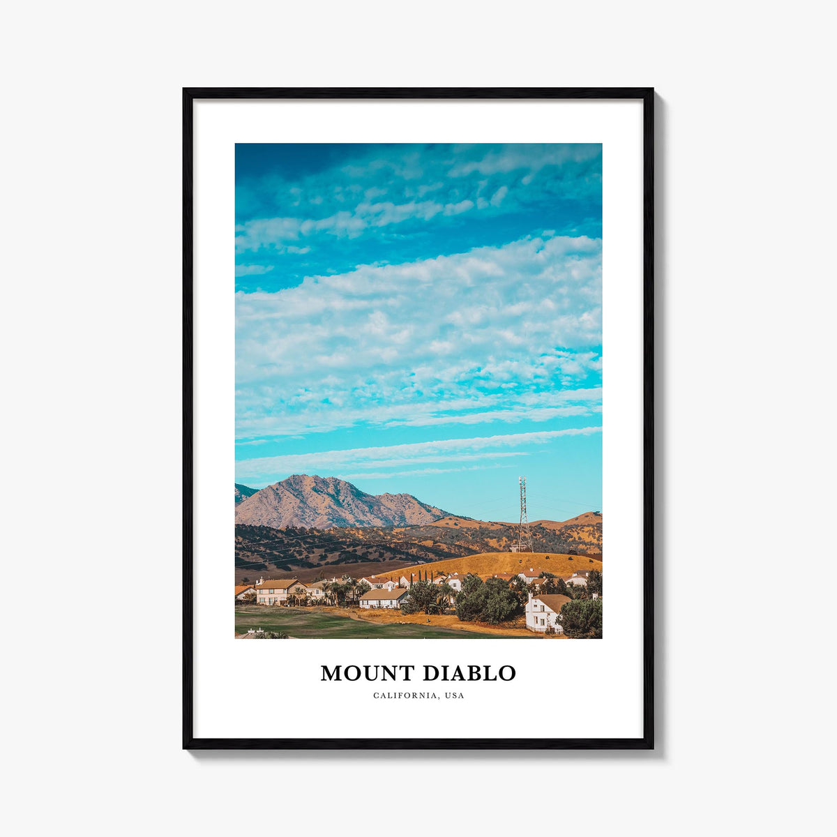 Mount Diablo colorful classic poster of California, USA – vertical wall art, unframed print shown in interior mockup