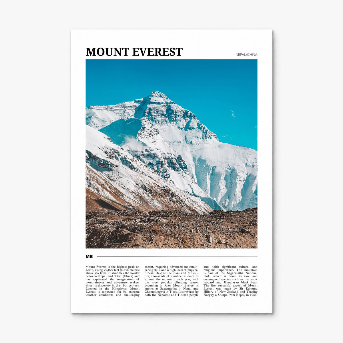 Mount Everest Travel Poster, print only (unframed)