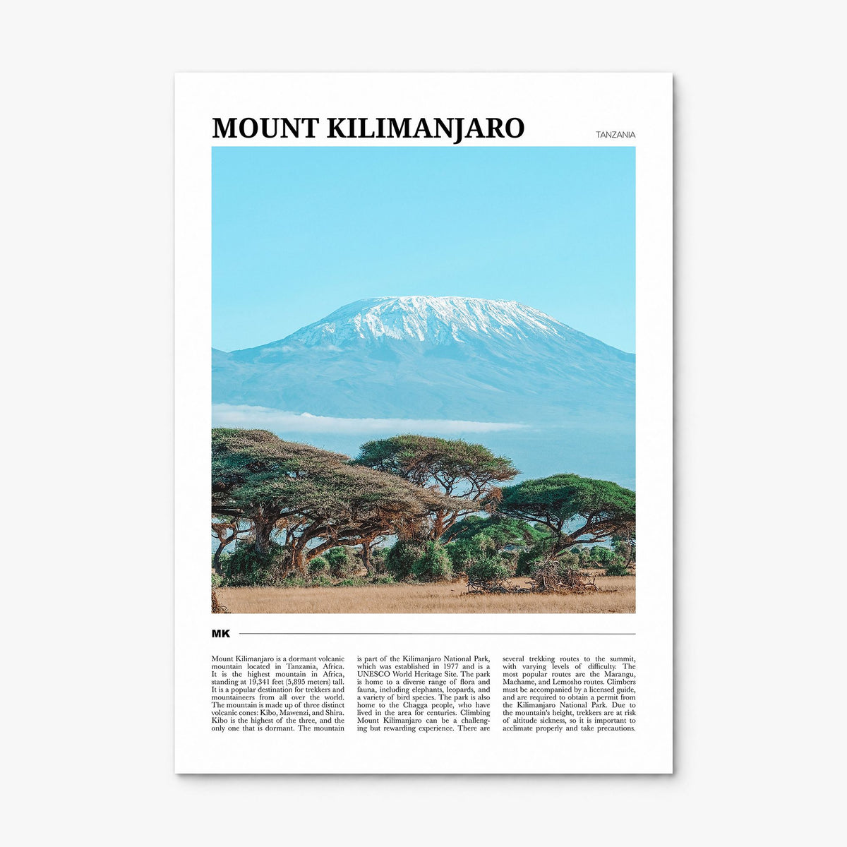Mount Kilimanjaro Travel Poster, print only (unframed)