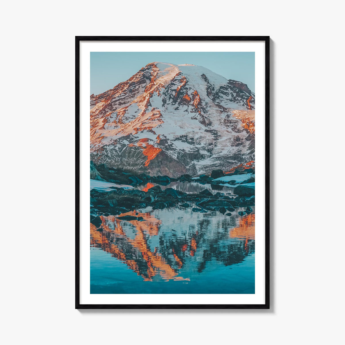 Mount Rainier no. 2 colorful photo poster of Washington, USA – vertical wall art, unframed print shown in interior mockup