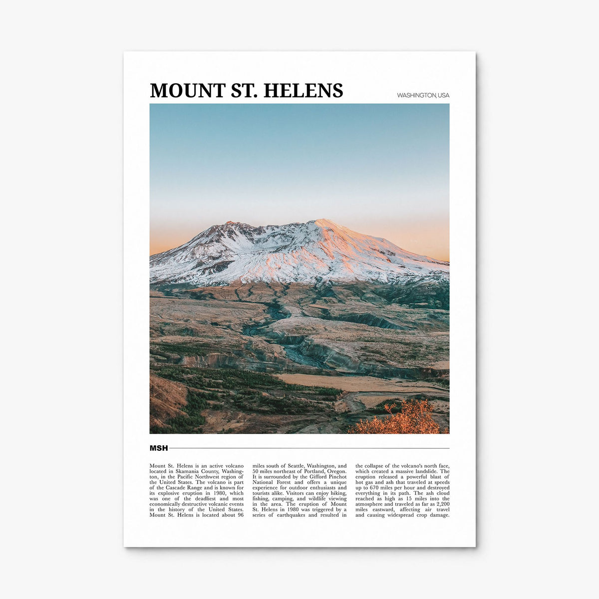 Mount St. Helens Travel Poster, print only (unframed)