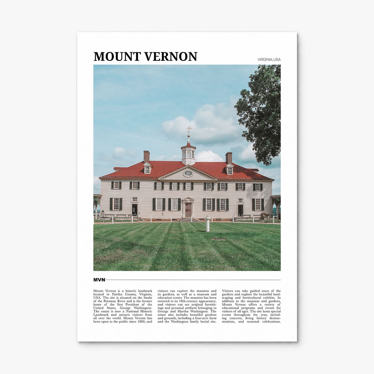 Mount Vernon Travel Poster, print only (unframed)