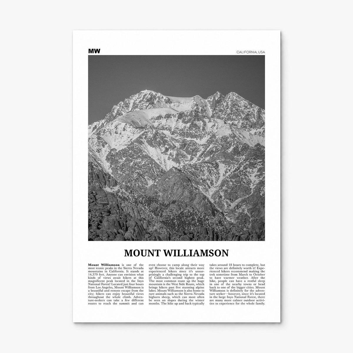 Mount Williamson Newspaper Poster, print only (unframed)