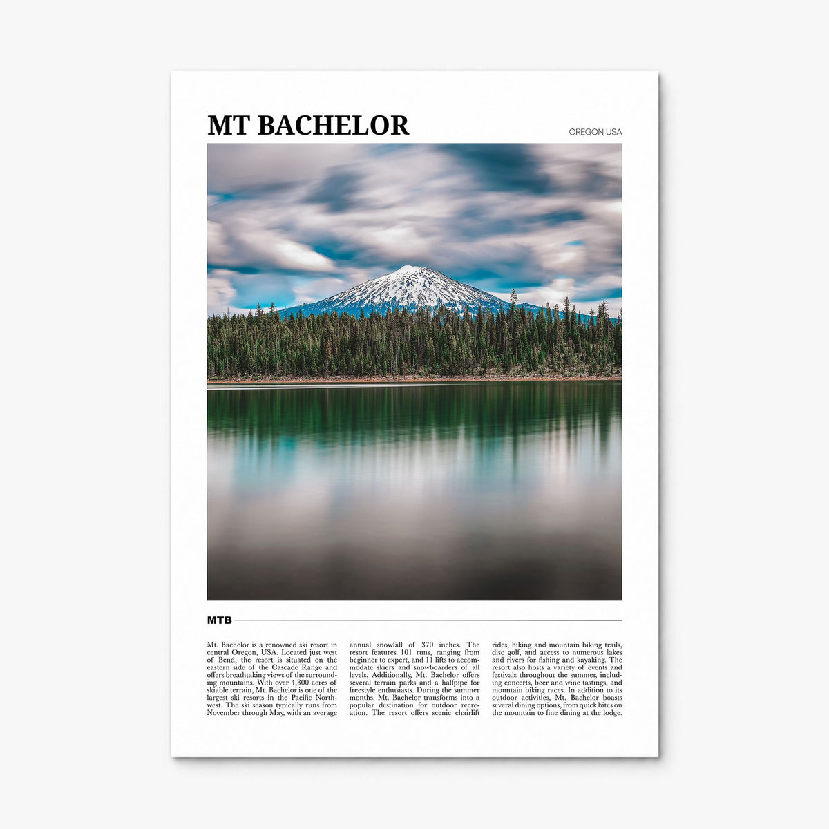 Mt Bachelor Travel Poster, print only (unframed)