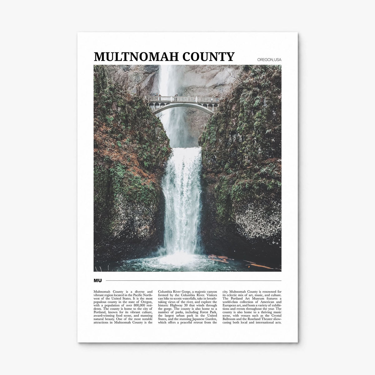 Multnomah County Travel Poster, print only (unframed)