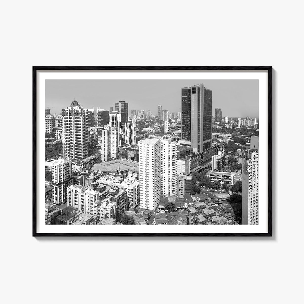 Mumbai black & white photo poster of India – horizontal wall art, unframed print shown in interior mockup