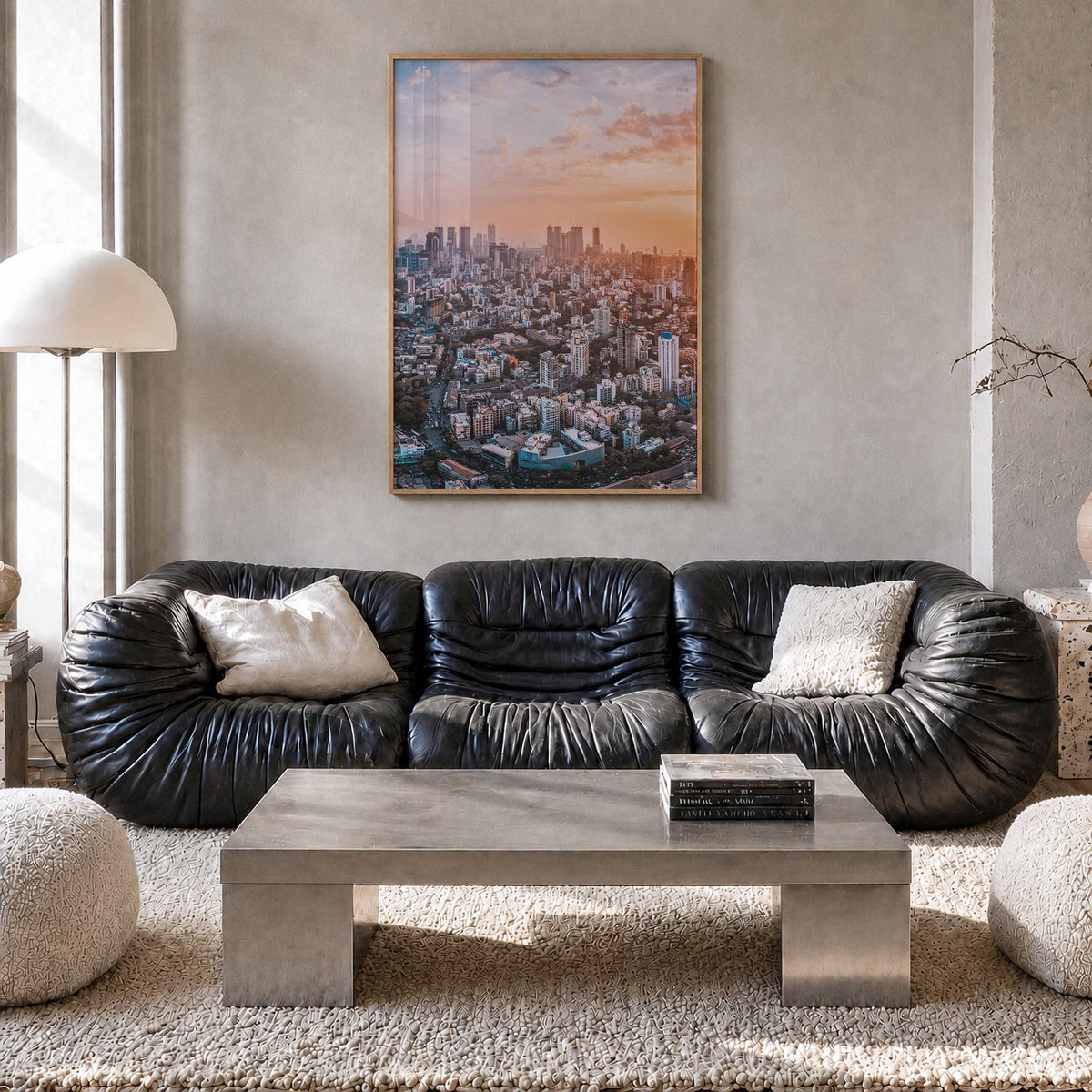 Mumbai no. 1 colorful photo poster of India – vertical wall art in natural wood frame, hanging on wall