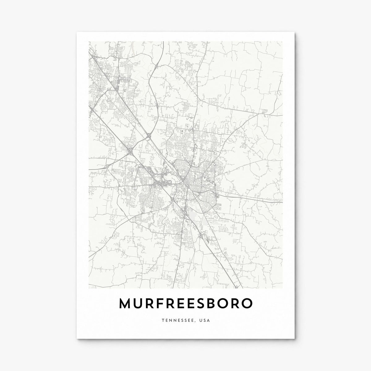 Murfreesboro Map Poster, print only (unframed)