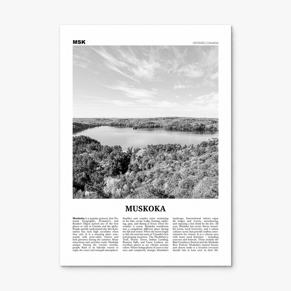 Muskoka Newspaper Poster, print only (unframed)