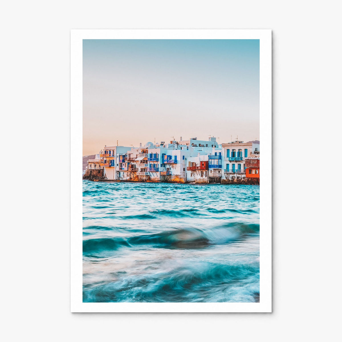 Mykonos Photo Poster, print only (unframed), white border