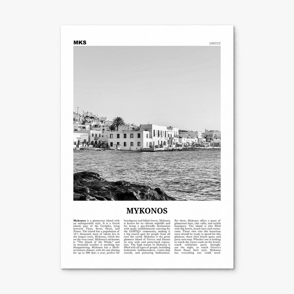 Mykonos Newspaper Poster, print only (unframed)